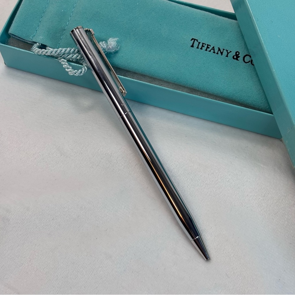 Vintage TIFFANY & CO. Sterling Silver Black Fine Point Pen w/ T Clip - Picture 4 of 5